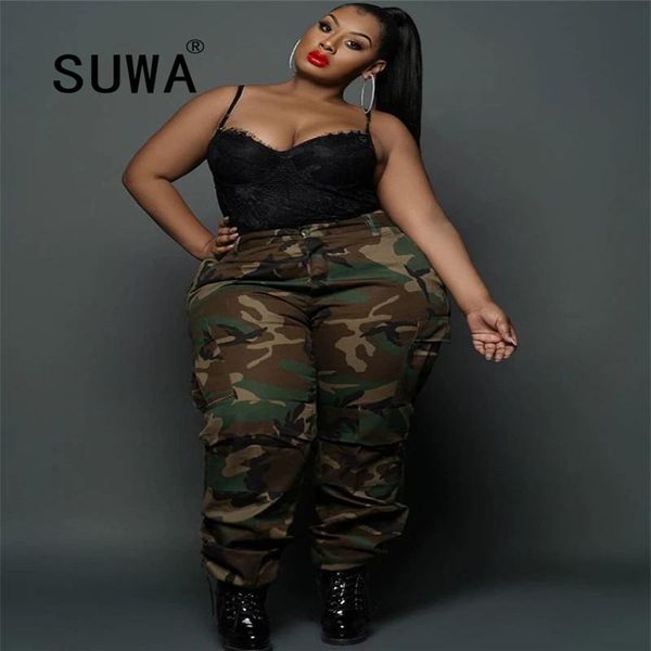 

women's pants & capris high waist casual sport trousers sweatpants women fall clothes style camouflage k- legging xl-5xl, Black;white