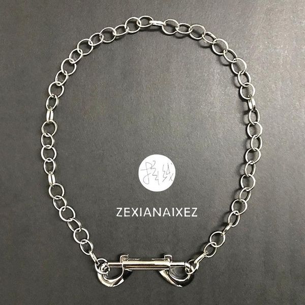 

chains open alloy short necklace street hip hop fashion casual chain goth choker, Silver