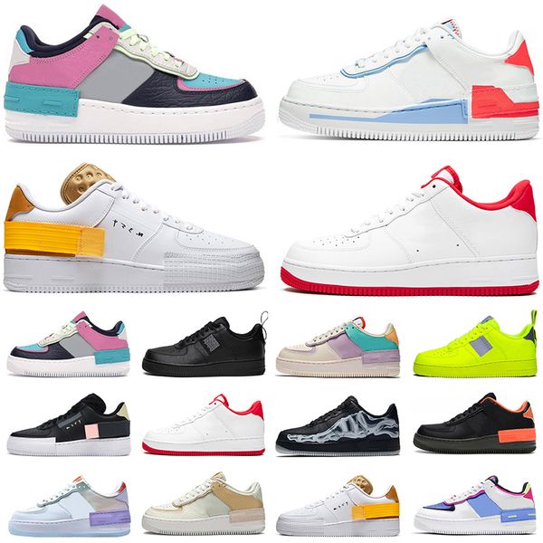 

one 1 mca university blue white off black running shoes utility volt shadow women mens air forces sports trainers platform sneakers