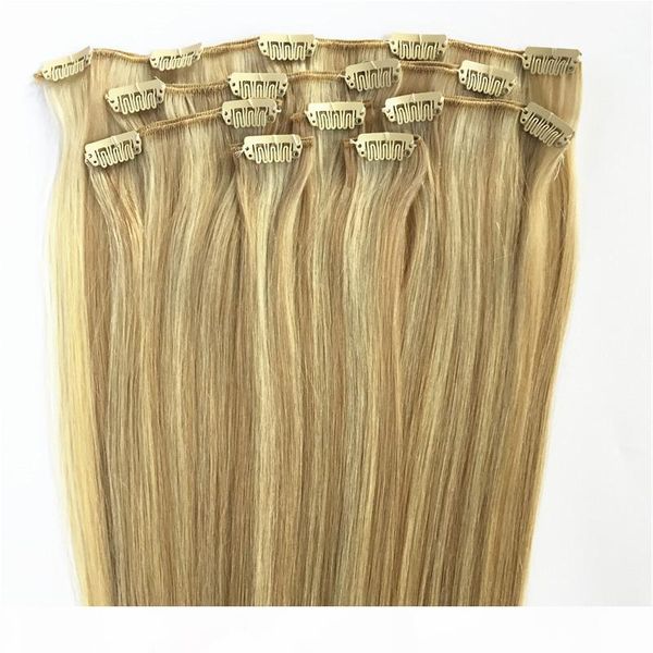 

elibess волос -unprocessed remy зажим в наращивание волос 7pcs сета 100g extension mix color 18 613 blonde hair natural, Black