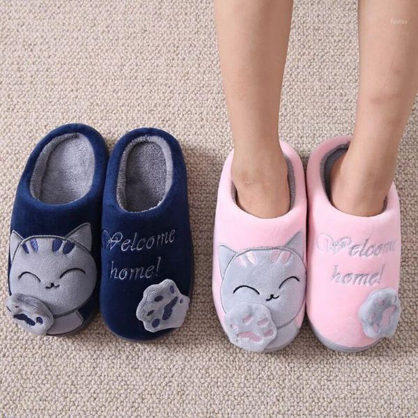 

wenyujh women indoor winter slippers house slippers lucky cat soft slip on fluffy fur warm shoes buty damskie1, Black