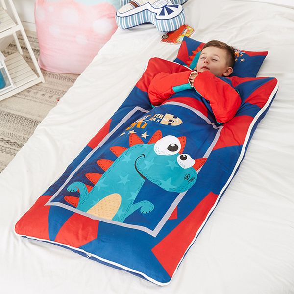 

cotton kids toddler nap mat with removable pillow winter baby anti-kick sleeping bag cartoon quilt