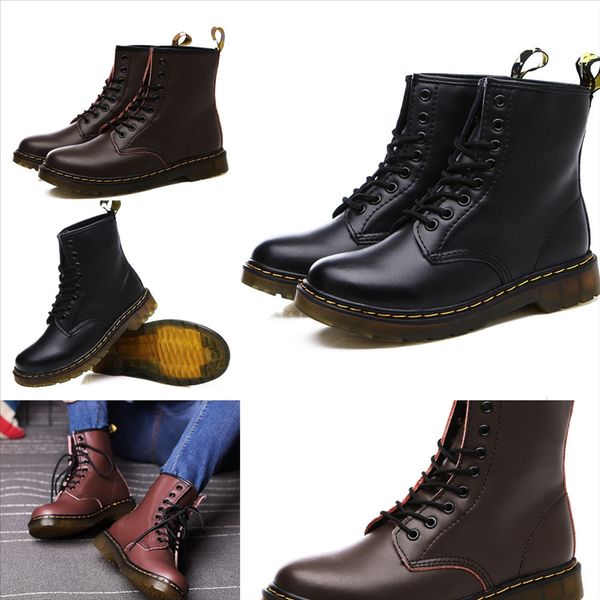 

isgmq мужская натуральная кожа кружева кожаные кожаные ботинки ботинок женщина мужская высокая вершина байкер пару бизнес идеальный мотоцикл, Black