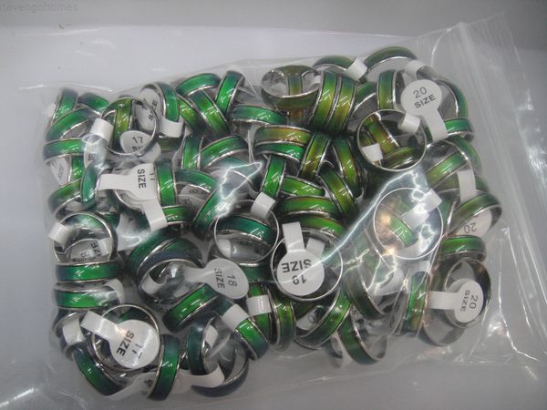 

fashion mood ring changing colors rings size 100factory 16 17 18 19 20 stainless steel, Silver