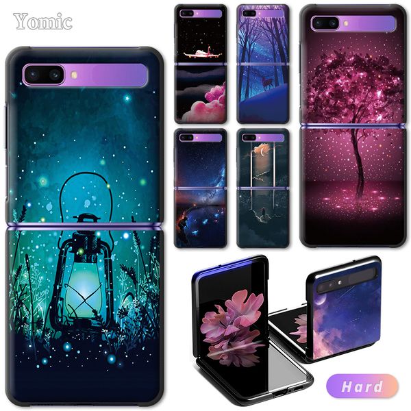 

hard case samsung galaxy z flip 6.7" black protect cover starry sky shining art for galaxyzflip 5g pc mobile phone shell