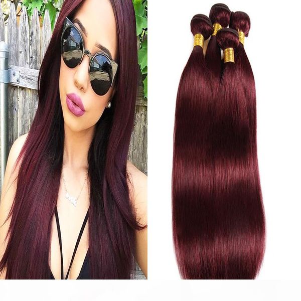 

human hair bundles pure color burgundy 100g per package 10-30inch brazilian virgin hair 100% human hair weaves extensions, Black