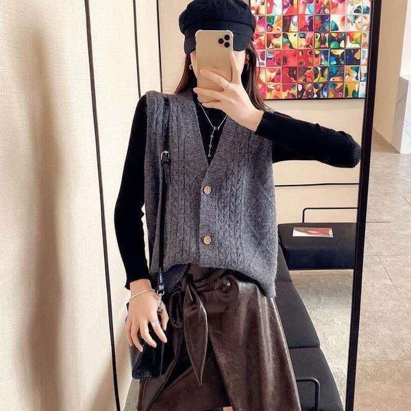 

v neck knitted vest womens waistcoat loose korean style sleeveless knitted cardigan vest sweater drop shipping, White;black