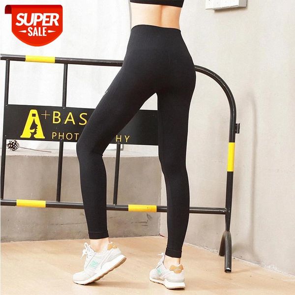 

normov casual black women seamless leggings workout high waist elastic push up letter print ankle length nylon leggings #y58q, Black;white