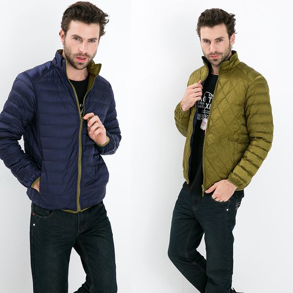 

fall winter man duck down two side wear jacket ultra light thin plus size winter jackets men fashion spring outerwear coat, Black