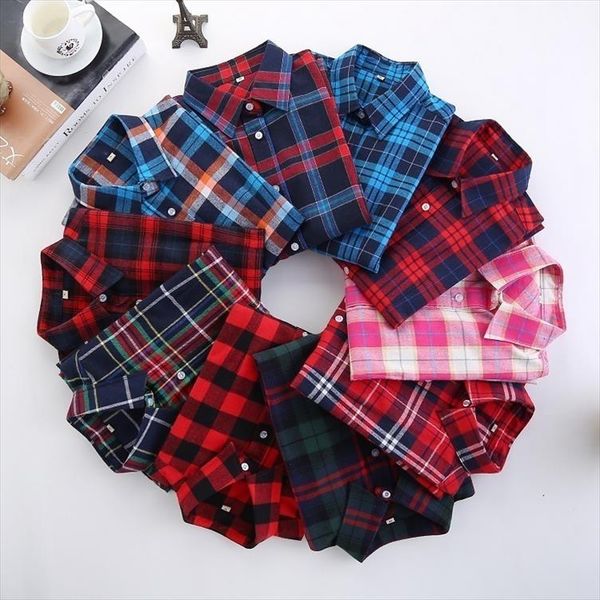 

new spring brand women blouses long sleeve cotton flannel plaid shirts women casual plus size shirt blusas feminina 20color, White