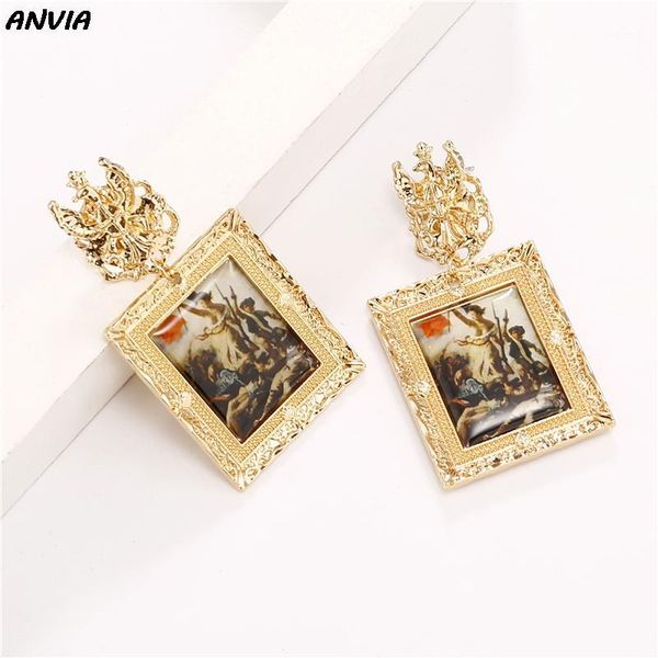 

dangle & chandelier miniature art painting jewelry antique drop earrings french pendant women ethic yellow gold fashion accessories1, Silver