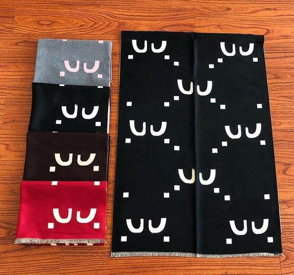 

2021 winter luxury 100% cashmere scarf, classic big-letter scarves for both male and female designers, as a gift, Blue;gray