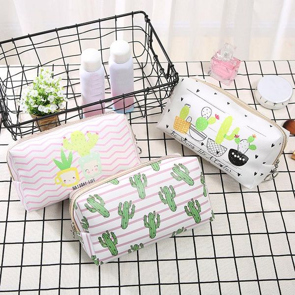 

new cactus cosmetic bag women portable multifunction beauty travel organizer case makeup make up wash pouch storage bag 1piece