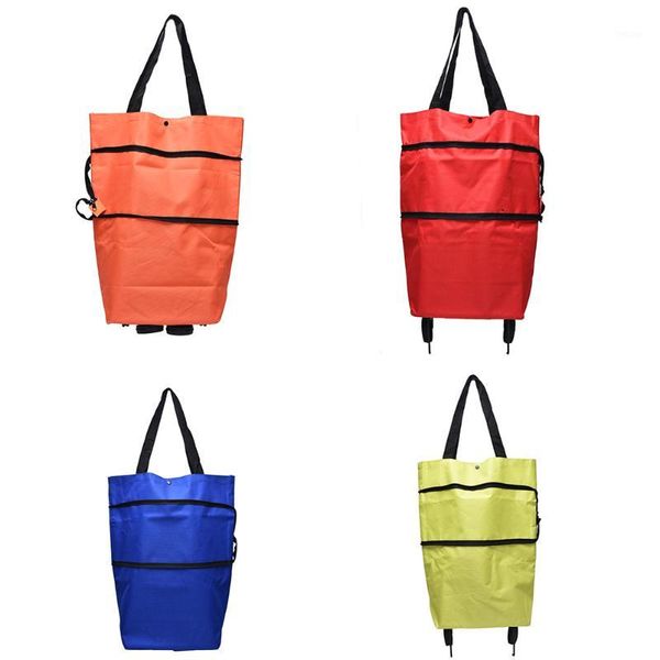 

1pcs reusable shopping bag oxford shopping trolley bag on wheels bags on wheels canvas1
