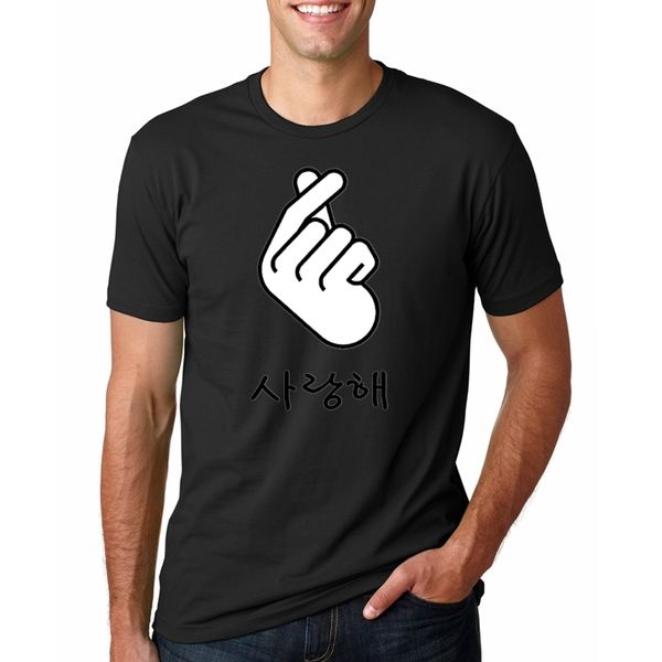 

finger heart i love you korean hangul hipster 's printed short sleeve summer femme hoodie designers t shirts sweatshirt