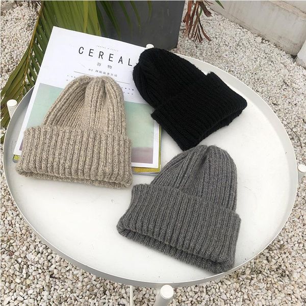 

spring and autumn pure color new hat ladies knitted hat, Blue;gray