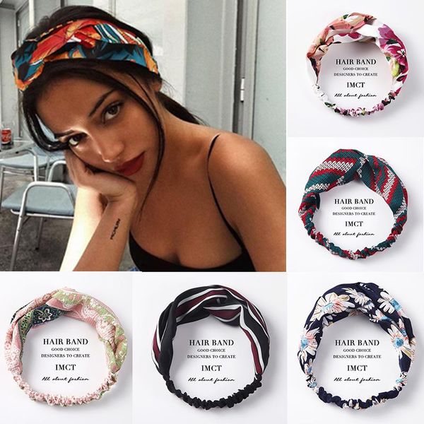 

women hair accessories for baby fashion headband fabric cross knotted bow chiffon floral hair band korea headdress ladies hoop, Black;brown
