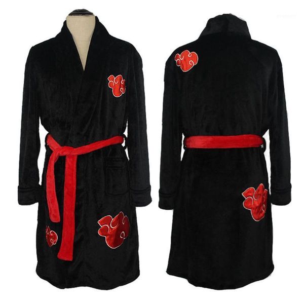 

anime naruto uchiha itachi cosplay black cotton bathrobe costume soft nightgown long robe costume halloween1, Black;brown