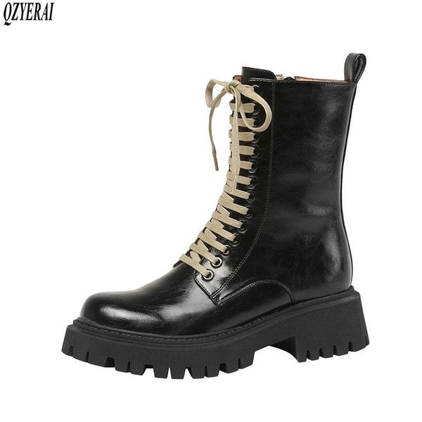 

qzyerai new winter 100% genuine leather women boots fashion ankle boots female riding warm women shoes, Black