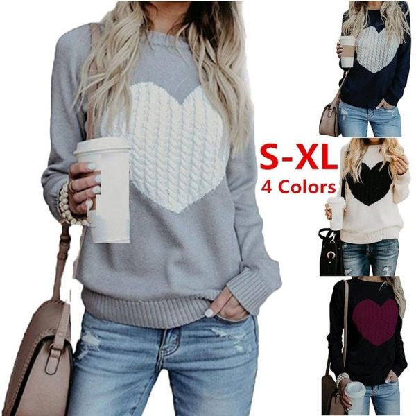 

zogaa spring autumn women's sweater casual street clothing knitting pullover ladies hiver heart pattern long sleeve sweaters, White;black
