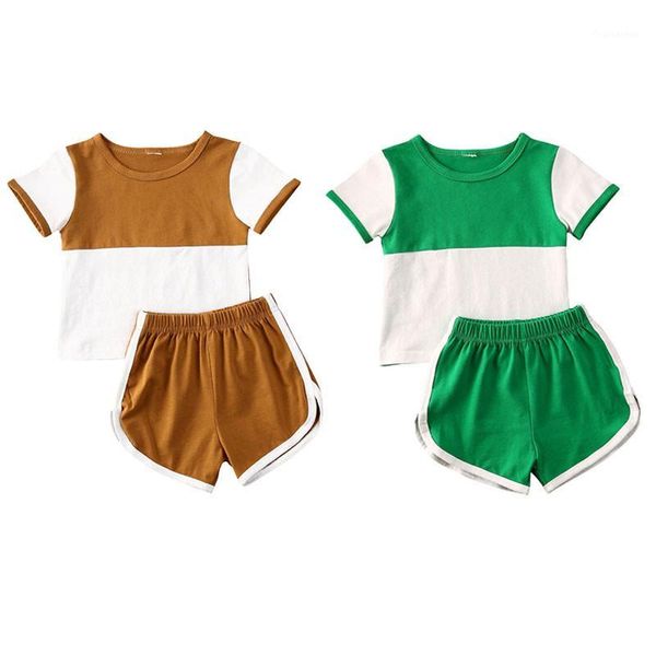 

6m-4t causal infant baby girls boys clothes sets patchwork short sleeve t shirts +shorts summer1, White