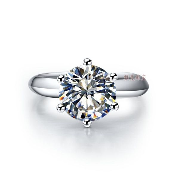 

твердое белое золото 14k au585 кольцо шесть сохатый 3ct solitaire природные moissanite обручальное кольцо для женщин свадебные украшения, Golden;silver