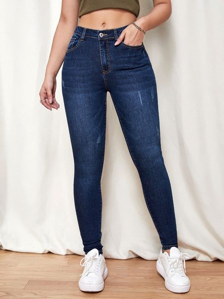 

bleach wash skinny jeans i4mk#, Blue