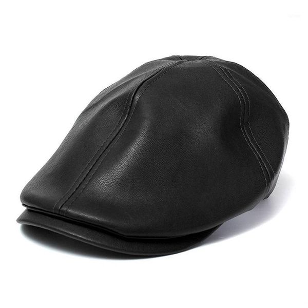 

female male beret hat leather cap trucker visor bonnet black1, Blue;gray