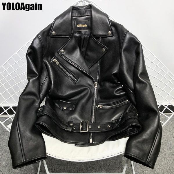 

women's leather & faux yoloagain women oversized genuine jacket ladies black loose biker motorcycle punk streetwear1
