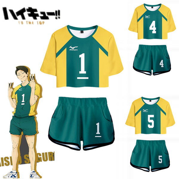 

anime costumes haikyu nohebi gakuen high school outwear 3d harajuku streetwear two piece sets summer women pullover short elastic cosplay, Black