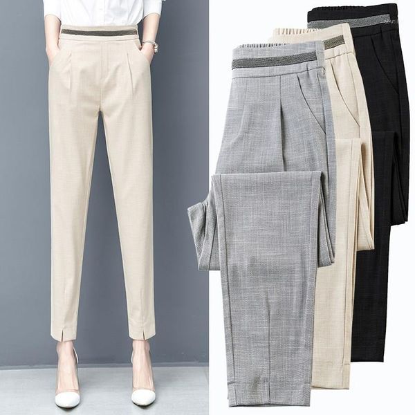 

women's pants & capris 2021 spring summer women trousers work wear casual black pencil plus size 3xl female slim pantalones mujer f1421, Black;white