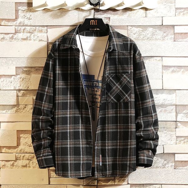 

2021 autumn new long chess m-5xl black shirt cargo sale of warm clothing a5a9 vht7, White;black