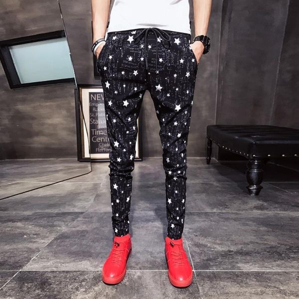 

streetwear harem joggers pants men hip hop pants sweatpants track summer personality print male trousers pantalon homme, Black