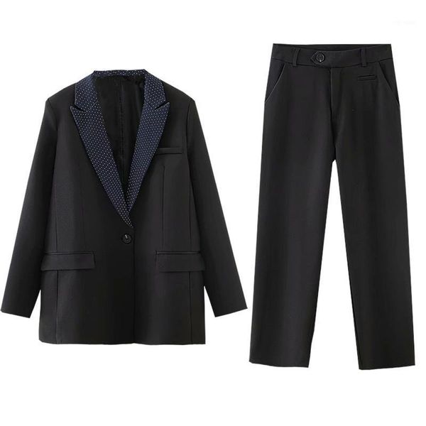 

women's business wear office suit pants two-piece suit temperament one button black ladies jacket casual trousers, White