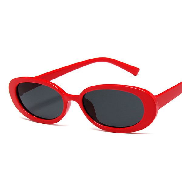 

black white print oval hiphop fashion women sunglasses street cat eye vintage cow color small frame rapper glasses 7