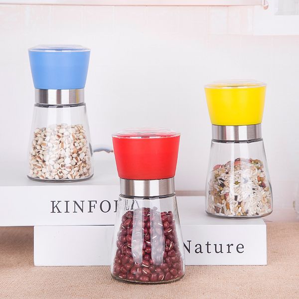 

plastic glass bottles manual red black blue pepper grinder kitchen supplies fine cap sichuan peppers grinder 3 2ch l1