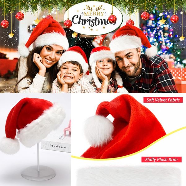 

DHL Christmas Santa Claus Hats Red And White Cap Party Hats For Santa Claus Costume Christmas Decoration For Kids Adult Christmas Hat FY6187
