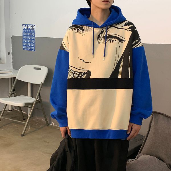 

lovers 2021 use spring new couple anime cartoons print loose with hoodie hoodies of men in super-blue fire cargo sweaters 5i7w, Black