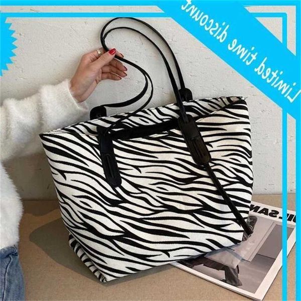 

3pcs women canvas zebra leopard prints large capacity totes bag