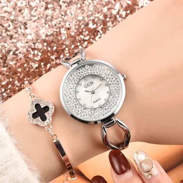 

new arrivals fashion designers counter rose gold gold womens watch rolling diamond fashion watch color shell quartz watch ing, Slivery;brown