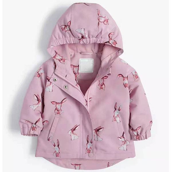 

дети дети / девочки весна / осень куртки флис подкладка, ветровка с милым кроликом печатью c1012, Blue;gray