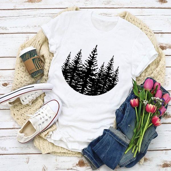 

women's t-shirt mountain graphic fashion print ladies summer t-shirt shirt ladies clothes ladies t-shirt, White