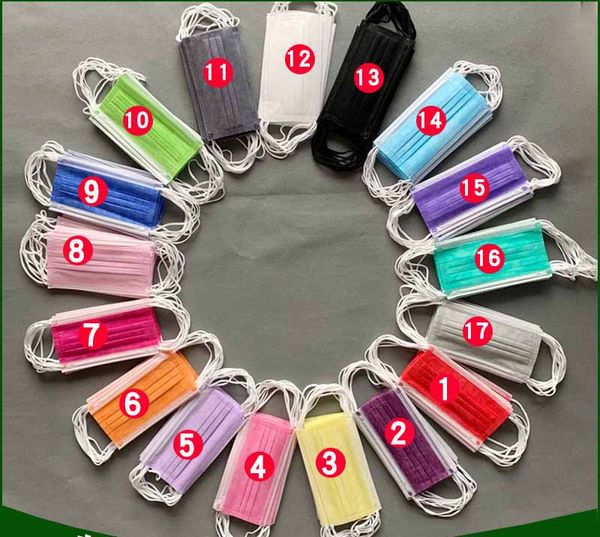 

pink masks colorful face 50pcs/bag disposable dust non-woven mouth gray balck 3-ply cover masks dkxpj mask ktvtj