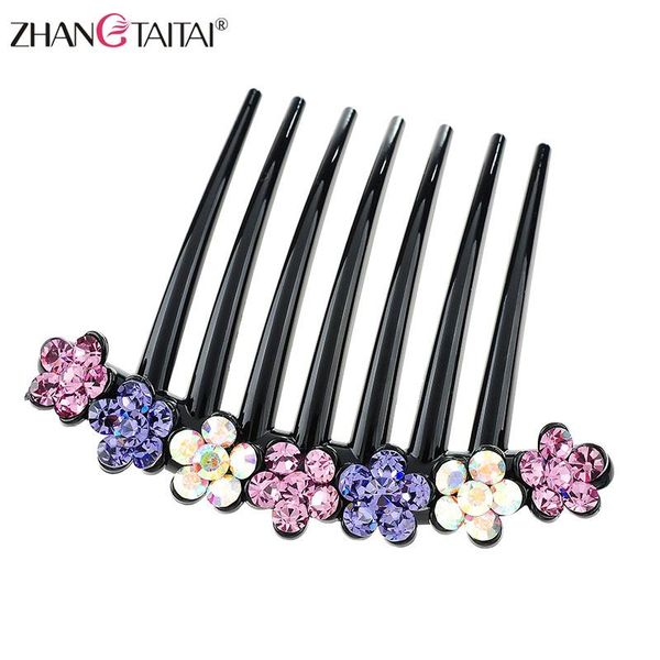 

retro flower austrian rhinestone crystal hair comb fashion non-slip women hair clip wedding accessories with gift box, Golden;silver