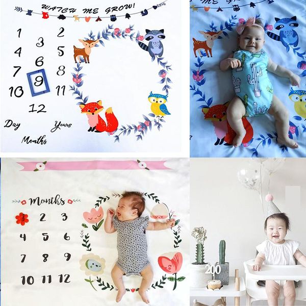 

cartoon pattern infant baby milestone p props background blankets play mats backdrop cloth calendar p accessories nordic, Slivery;white