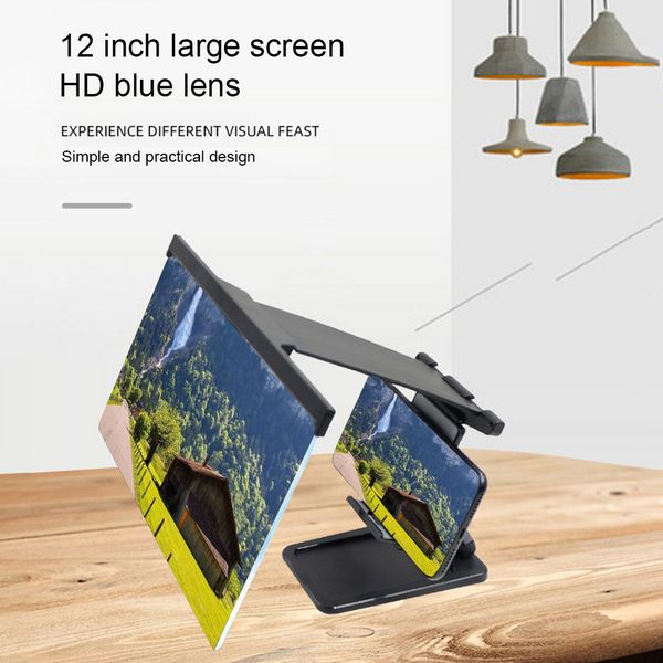 

12 inch 3d amplifier mobile phone magnifying glass hd stand for video folding screen enlarged eyes protection holder