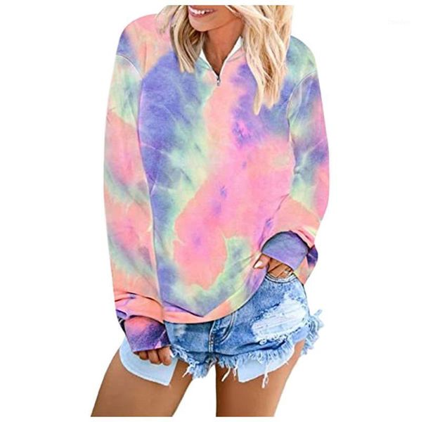 

chamsgend women's tie-dye printed sweatshirt long sleeve pullover blouse female clothing 2020 dropshipping1, Black