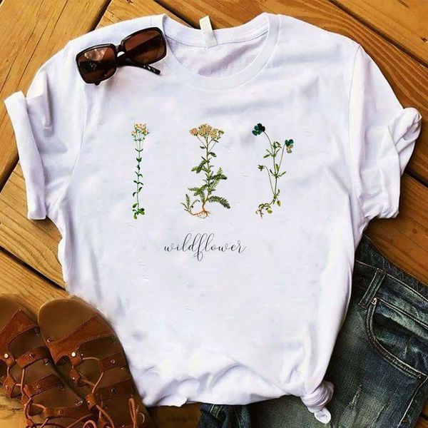 

women t womens summer wild flowers fashion letter graphic ladies printed tee shirt femme tshirt female clothes t-shirt, White