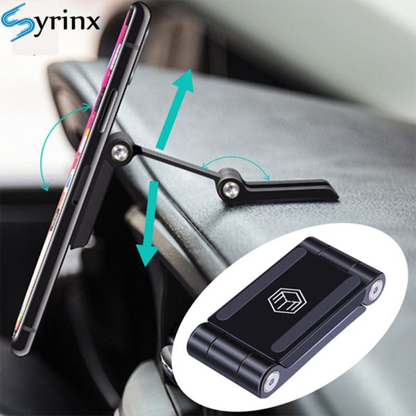 

metal magnetic double damping adjustable folding phone holder in car mobile for iphone dashboard navigation mount stand