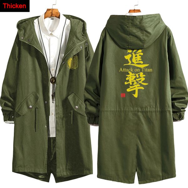 

2021 fashion new men coat anime attack on titan long hoodie jacket eren jaeger cosplay trench sweatshirt overcoat duav, Black